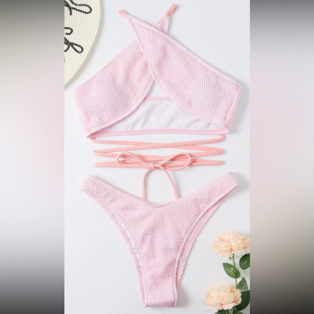 Textured Crisscross Bikini Set🌸